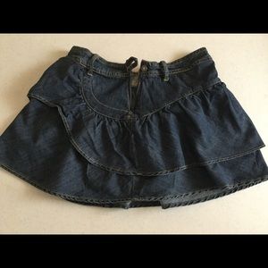 Ruffed denim skirt
